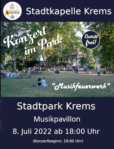 Stadtkapelle Krems spielt Sommerkonzert im Kremser Stadtpark